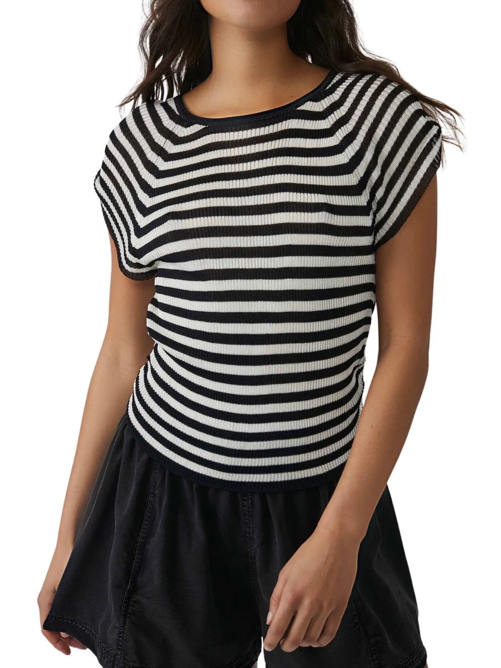 Free People Slinky Stripe Knit T-Shirt NWT Small